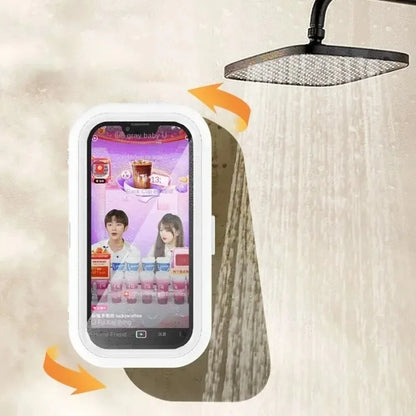 Waterproof Shower Phone Case Rotatable Wall Mount Phone Holder Anti-Fog Touch Screen Phone Shell Shower Sealing Storage Bathroom
