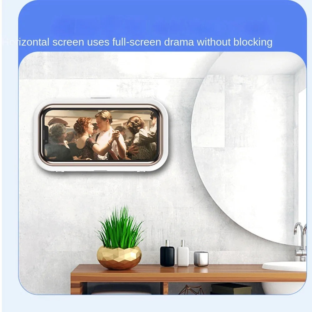 Waterproof Shower Phone Case Rotatable Wall Mount Phone Holder Anti-Fog Touch Screen Phone Shell Shower Sealing Storage Bathroom