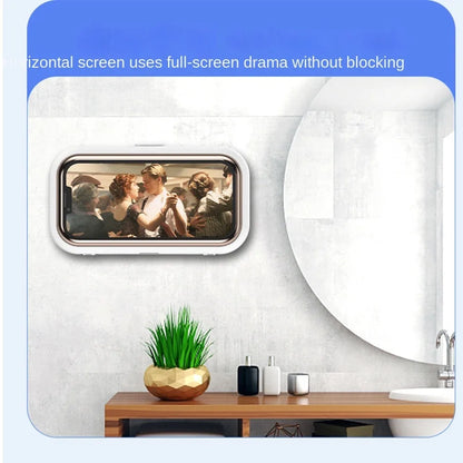 Waterproof Shower Phone Case Rotatable Wall Mount Phone Holder Anti-Fog Touch Screen Phone Shell Shower Sealing Storage Bathroom